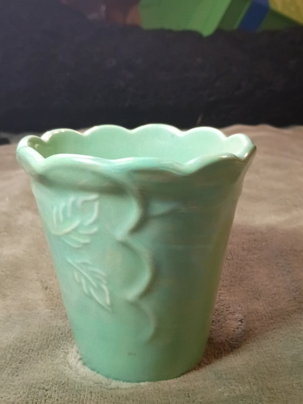 Mint Green Scalloped Ceramic Planter